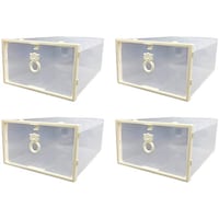 Picture of Foldable Transparent Shoe Organizer Case - White, Pack of 4pcs