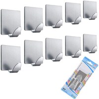 Picture of 3ctech Stainless Steel Self Adhesive Wall Hooks - Pack of 10pcs