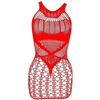 Picture of HYJC Women Bodystocking Fishnet Nightwear - Red, Free Size