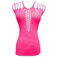 Picture of HYJC Women Bodystocking Fishnet Nightwear - Pink, Free Size