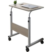 Picture of Bedside Adjustable Computer Table with Wheels - White