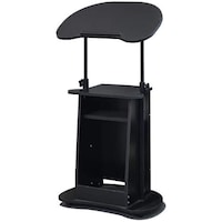 Picture of Bedside Adjustable Computer Table With Wheels, 60x37cm - Black