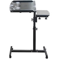 Picture of Bedside Rolling Overbed Laptop Table with Wheels - Black