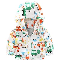 Picture of Mesh Lined Hooded White Plane Jacket for Toddlers - Size - 1T