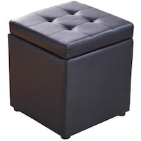 Picture of Pu Leather Storage Ottoman Cube Stool with Hinged Lid