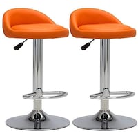 Picture of NAR Height Adjustable Swivel Leather Stool - Orange, Pack of 2pcs