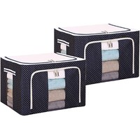 Picture of Beauenty Stackable Cloth Steel Frame Storage Box - Dark Blue, 66L, Pack of 2pcs