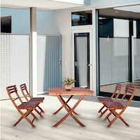 Picture of Yatai Acacia Wood Chairs Square Bistro Dining Set, 5 Pcs