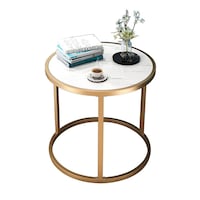 Picture of CZT Side Table for Living Room, White and Gold