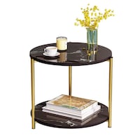 Picture of EHP Side Table for Living Room, Black and Gold