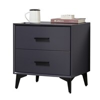 Picture of Neo Front Solid Wood Bedside Table With 2 Drawers - Black
