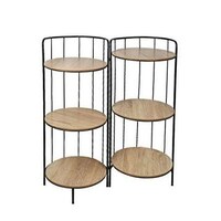 Picture of Yatai 6-Tier Moveable Round Metal Wood Table