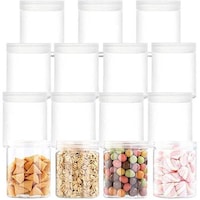 Picture of FUFU Clear Plastic Round Storage Jars - 177ml, Pack of 15