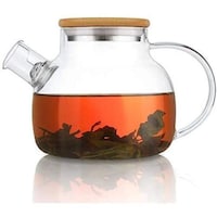 Picture of FUFU Glass Teapot with Removable Infuser and Bamboo Lid - 1Ltr, Clear