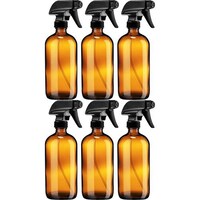 Picture of FUFU Empty Refillable Amber Glass Spray Bottle - 473ml, Pack of 6