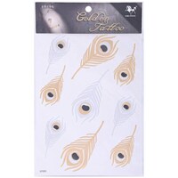Picture of Peacock Feather Golden Tattoo - GT005, Gold and Silver