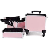 Picture of Viya Professional 3 Layers Makeup Trolley Case with Wheels - Pink