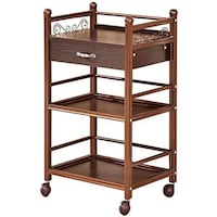 Picture of Viya Three-tiered Beauty Salon Trolley - Walnut Color