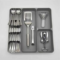 Picture of Lihan Kitchen Storage Drawer Cutlery Organizer Tray - Grey