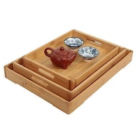 Picture of Lihan Laying Pack Bamboo Serving Tray With Handles