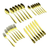 Picture of Lihan Stainless Steel Dinning Cutlery Set, Gold, Set of 24