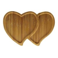 Picture of Lihan Wooden Bamboo Heart Shaped Serving Tray - Brown