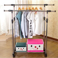 Picture of Adjustable Extendable Double Pole Clothes Rack - Silver