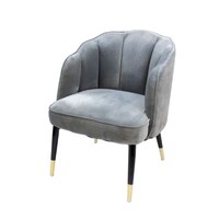 Picture of Jilphar Velvet Covered Steel Leg Arm Chair - Grey - JP1174A