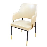 Picture of Jilphar Synthetic Leather Covered Seat with Steel Leg Arm Chair - White - JP1179