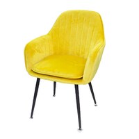 Picture of Jilphar Velvet Covered Seat with Steel Leg Arm Chair,  Yellow - JP1181