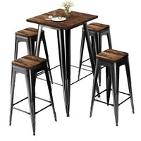 Picture of Jilphar Bar Stool and Table Set - Brown - JP1192/1193