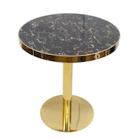 Picture of Jilphar Melamine Top with Stainless Steel Base Table - Black & Gold - JP2111, JP3012