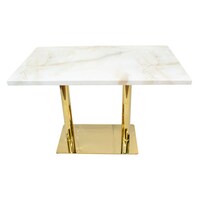 Picture of Jilphar Marble Top with Gold Plated Base Table - Offwhite and Gold - JP2200, JP3013