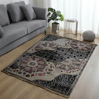 Picture of Saryon Selk Soft Silk Floral Design Turkish Carpet - Grey