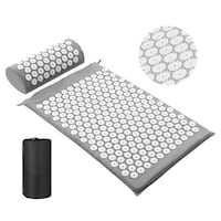 Picture of Tomshoo Acupuncture Yoga Mat with Cushion Massage Pillow - Grey and White