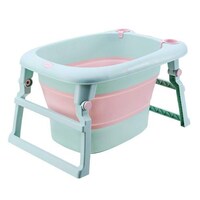 Picture of Jjone Foldable Non Slip Baby Bathtub Basin - Green & Pink