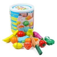 Picture of Skeido Wooden Fruits Vegetables Cutting Toy Set - Multicolour