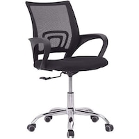 Picture of GDF Stainless Steel Mesh Chair with Wheels - GDF-MH120, Black