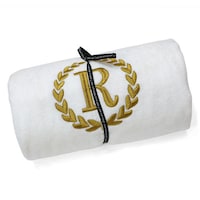 Picture of Cotton Center Embroidered Alphabet R Towel, White and Gold
