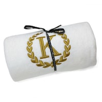 Picture of Cotton Center Embroidered Alphabet K Towel, White and Gold