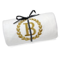 Picture of Cotton Center Embroidered Alphabet B Towel, White and Gold
