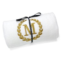 Picture of Cotton Center Embroidered Alphabet M Towel, White and Gold