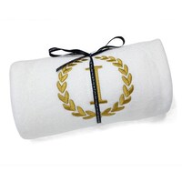 Picture of Cotton Center Embroidered Alphabet I Towel, White and Gold