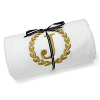 Picture of Cotton Center Embroidered Alphabet J Towel, White and Gold