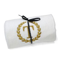 Picture of Cotton Center Embroidered Alphabet T Towel, White and Gold