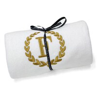 Picture of Cotton Center Embroidered Alphabet F Towel, White and Gold