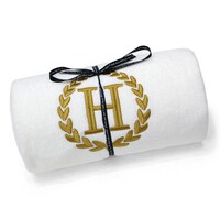 Picture of Cotton Center Embroidered Alphabet H Towel, White and Gold