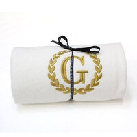 Picture of Cotton Center Embroidered Alphabet G Towel, White and Gold