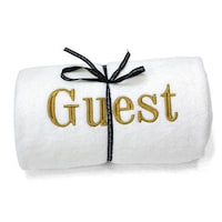 Picture of Cotton Center Guest Embroidered Logo Towel Set, White and Gold