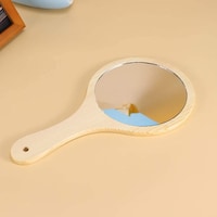 Picture of Natural Wood Hand-Held Round Mirror with Handle